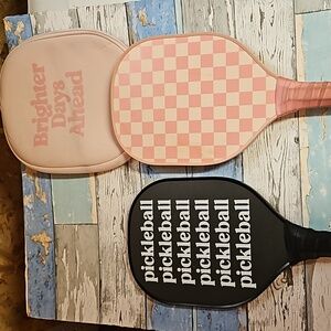 Target Bullseye Playground Pink  w/cover and Black w/o cover Pickleball Set